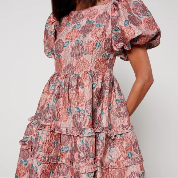 NWT DREAM sister Jane DREAM Nerissa Jacquard Midi Dress DREAM CORALS IN BLOOM S - Picture 13 of 16